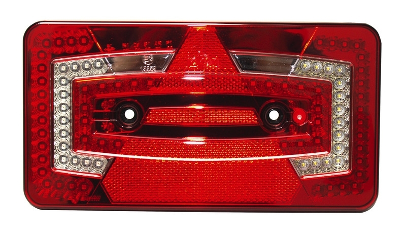 LED-Multifunktionsleuchte, 9-32V, rechts, rot IP67 mit Dreiecksrückstrahler