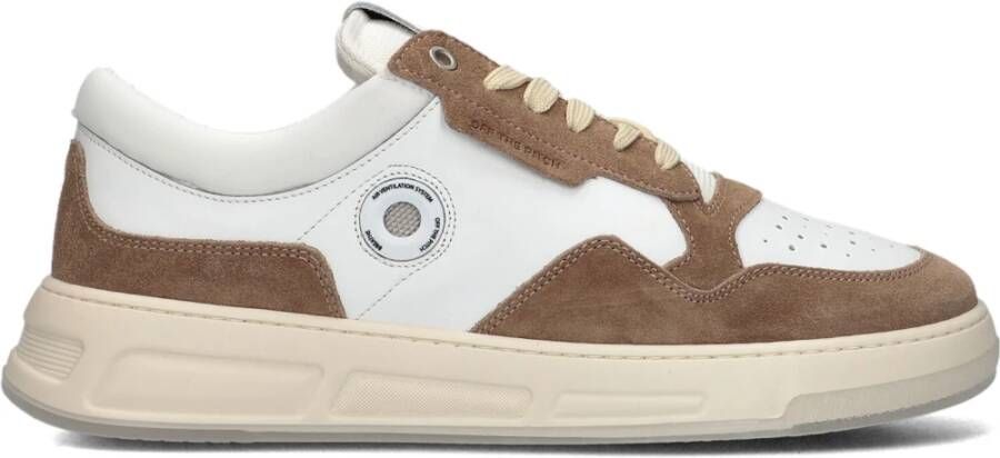 Off The Pitch Witte leren sneaker met suède overlays