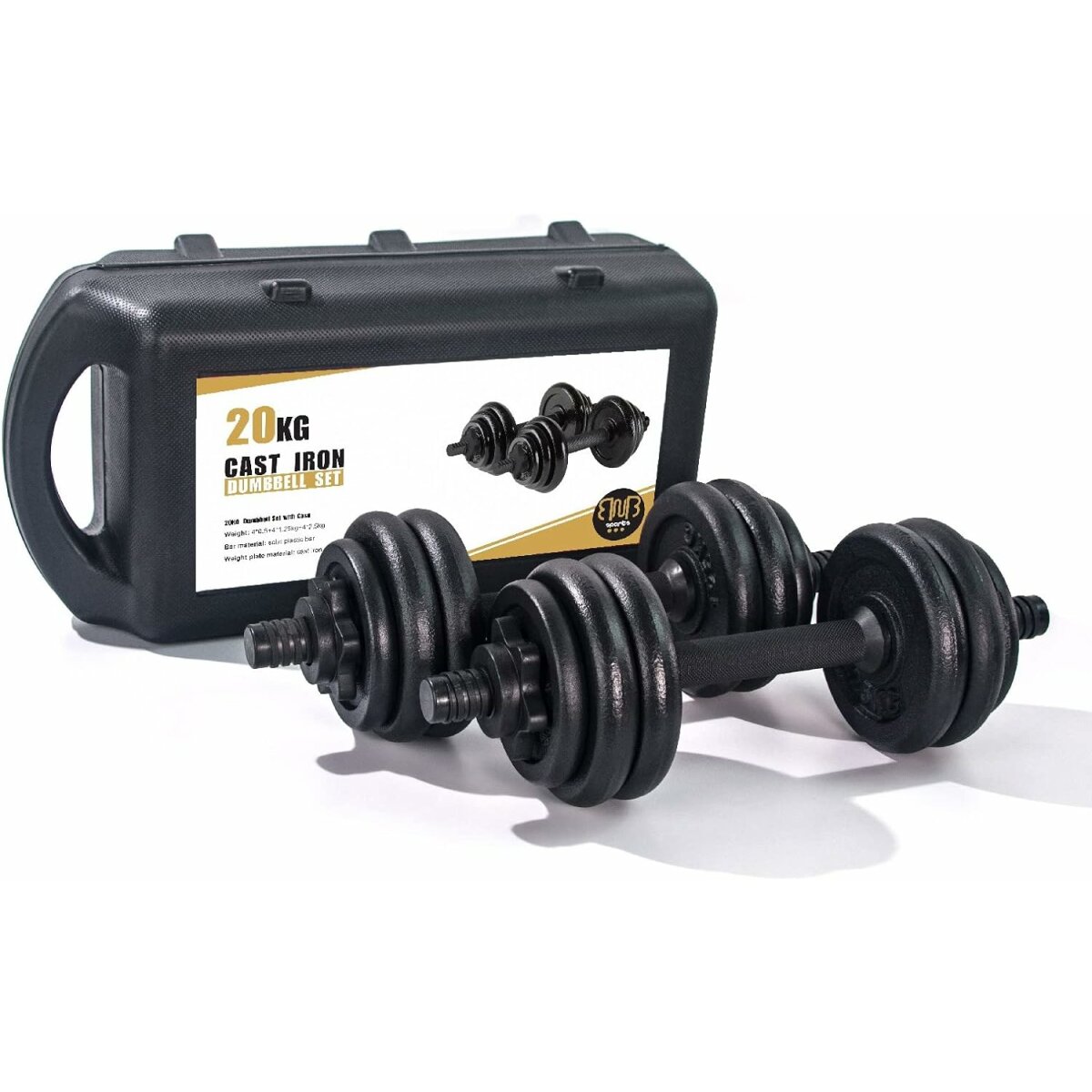 Bodybuilding Hantel 20 kg, Gewichtstraining, Gusseisen mit Gehäuse