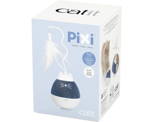 catit Pixi Spinner snack dispenser, interactief, wit & blauw, geactiveerd door aanraking