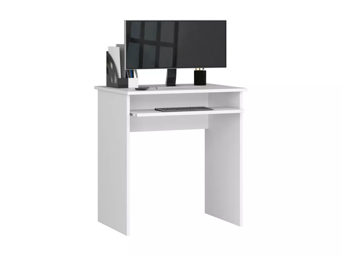 Petit bureau d'ordinateur AKORD STAR Blanc 68 cm couleur Blanc 1 étagère 68x51x74 cm