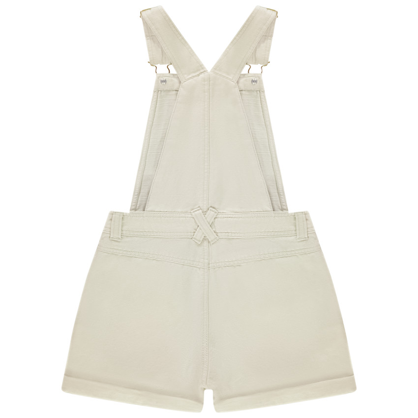 Salopette courte en toile unie pour fille