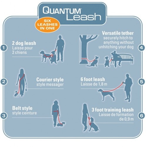 Guia refletora 6 em 1 para cães, preta e azul