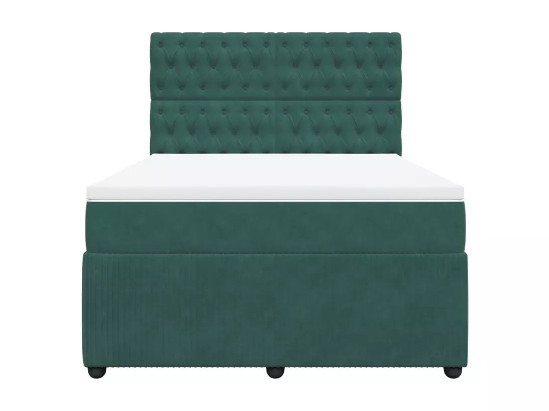 Sommier à lattes de lit et matelas Vert foncé 140x190cm Velours