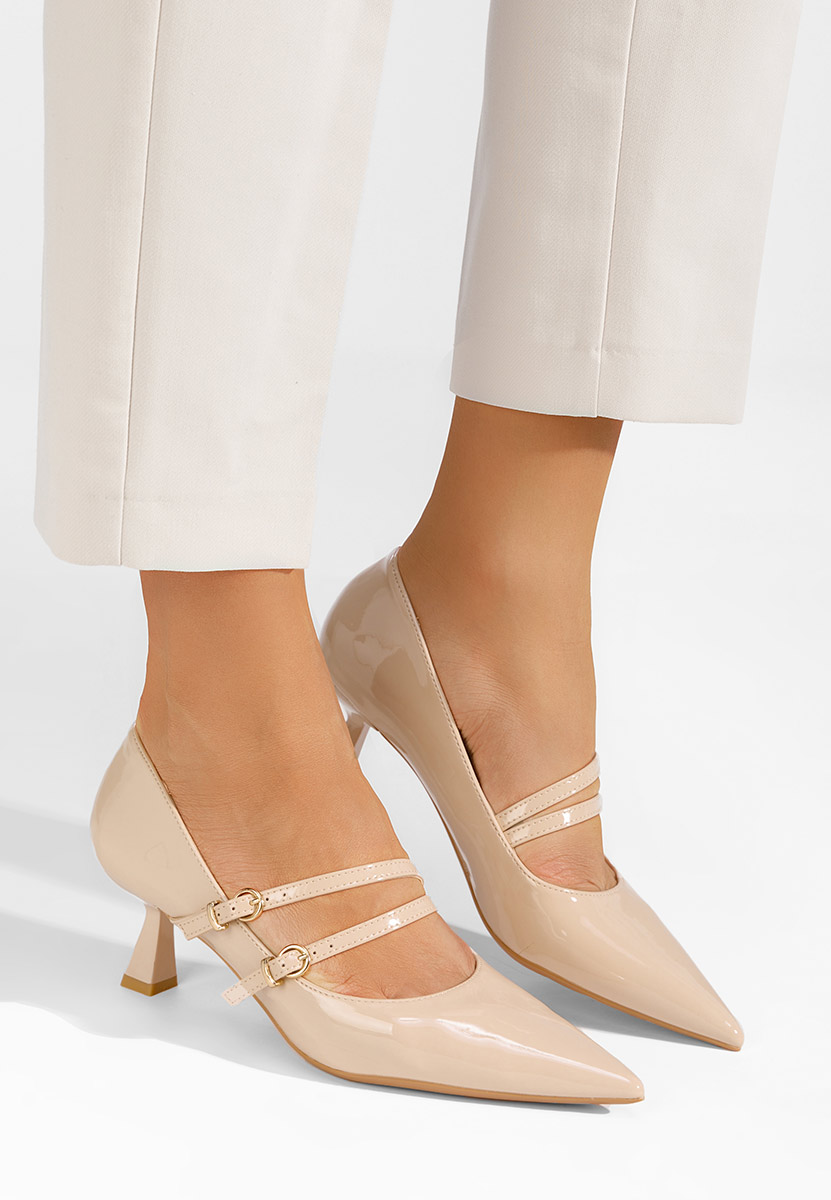 Chaussures stiletto à petit talon beige Mimi
