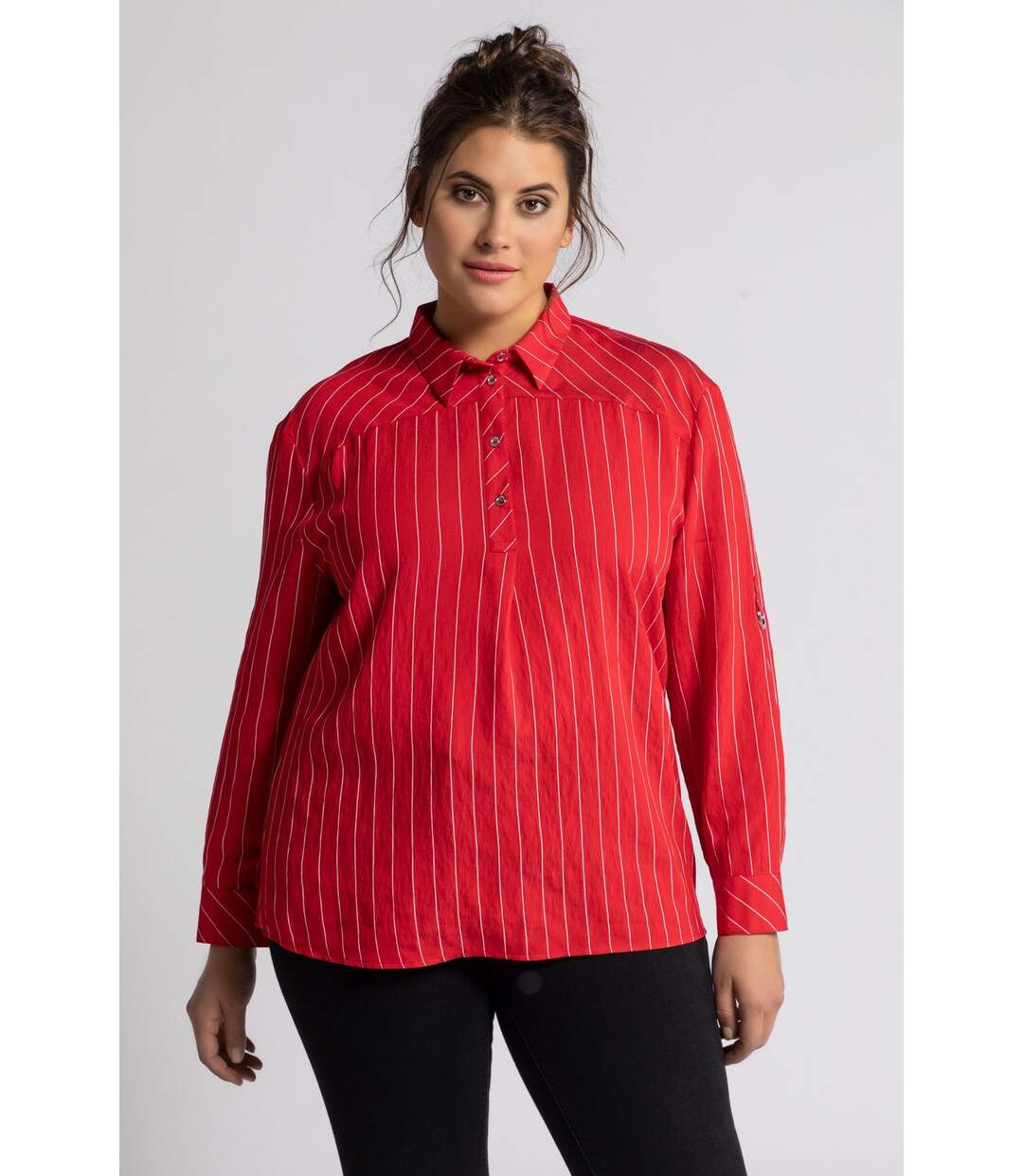 ULLA POPKEN Tunique à rayures Oversized manches longues rouge