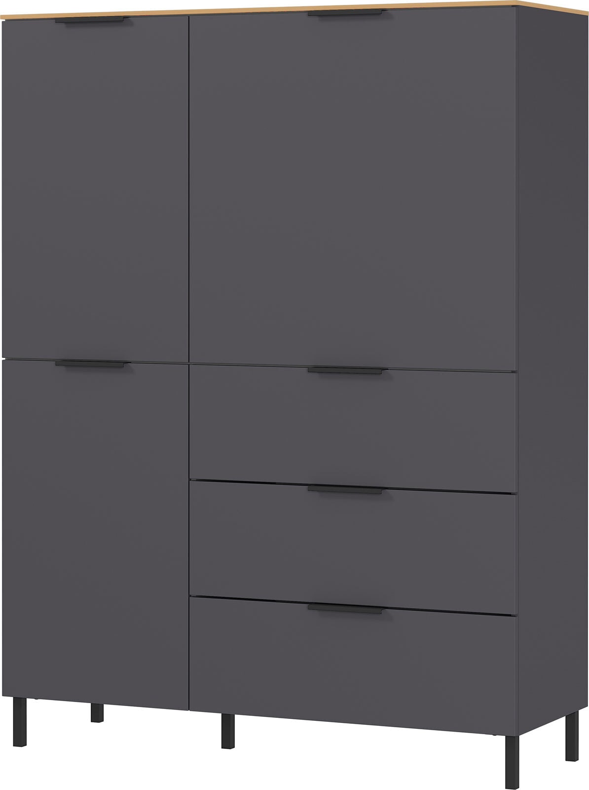 Highboard CALIFORNIA Graphit/ Navarra-Eiche