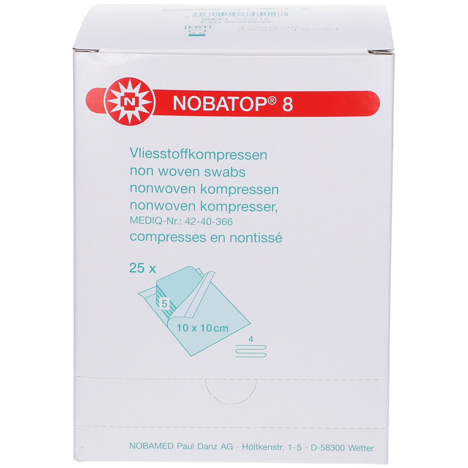 NOBATOP® Vliesstoffkompressen 8fach 10 x 10 cm steril
