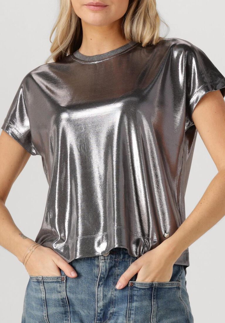 zilveren mos mosh top mmnivola o-neck metallic tee