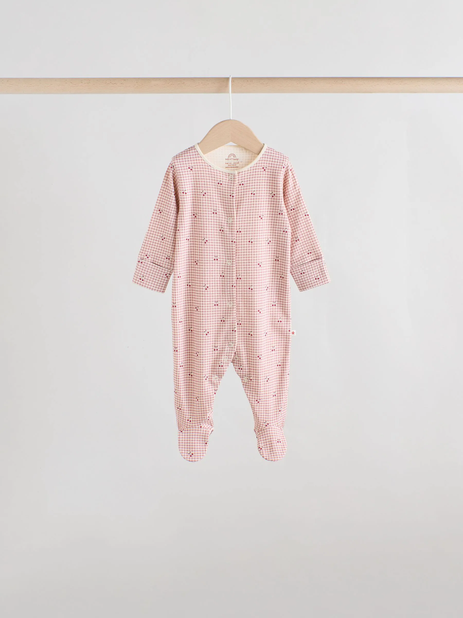Roze/roestbruin met fijne bloemenprint - Verpakking van 3 babypyjama's met tweewegrits (0-2jr)