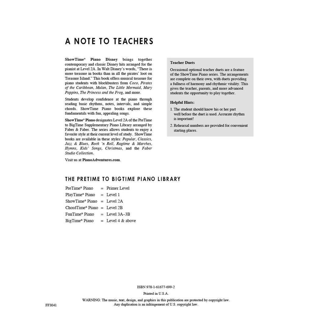 Hal Leonard ShowTime Piano Disney Level 2A