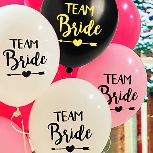 (10er Set) Team Bride Ballons Junggesellinnenabschied Luftballons - Weiss / Schwarz