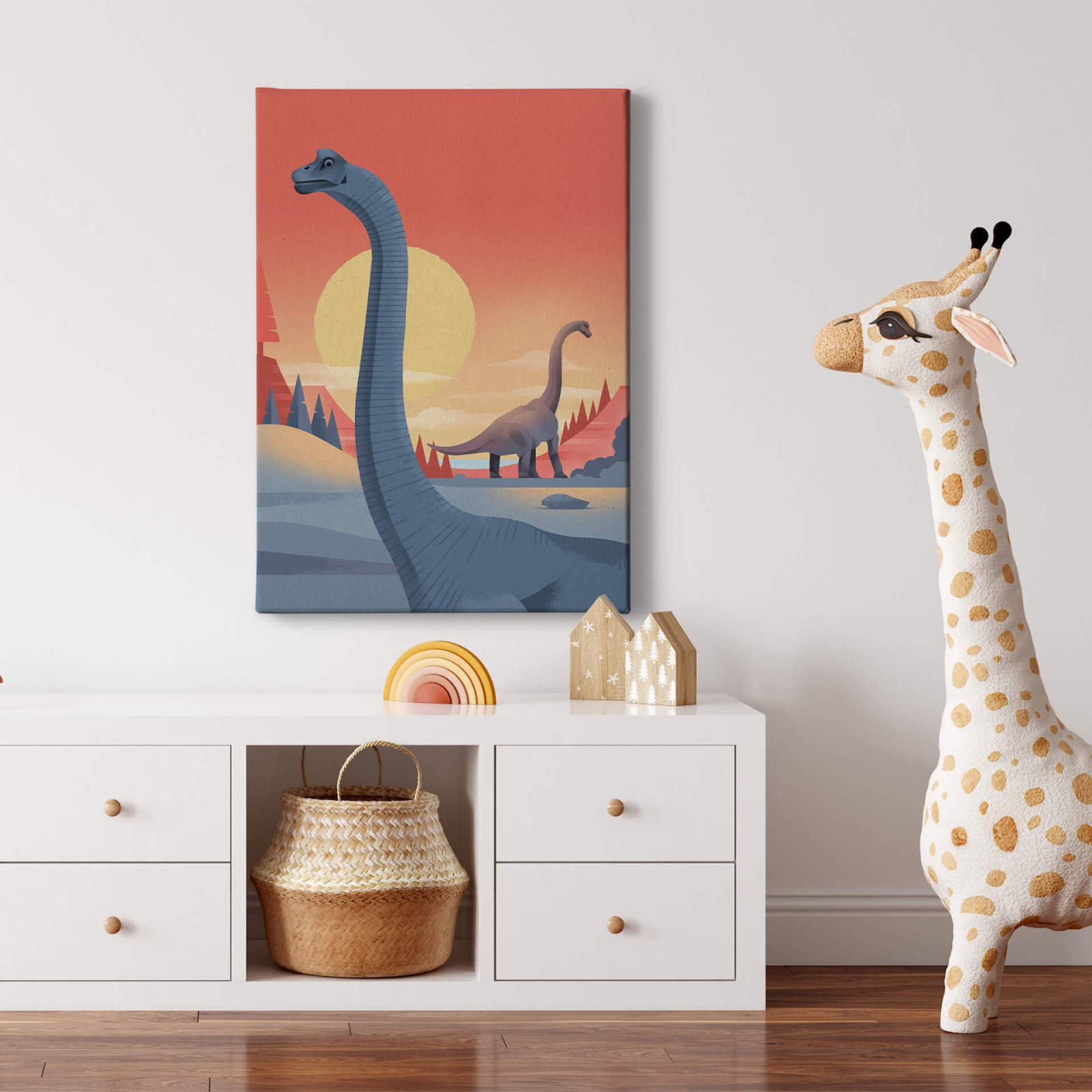 Leinwandbild BRACHIOSAURUS - rot-blau - 50x70 cm