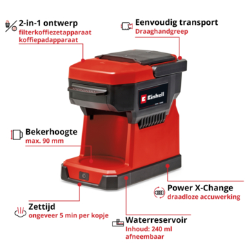Einhell 18V koffiemachine TE-CF 18 Li (zonder accu)