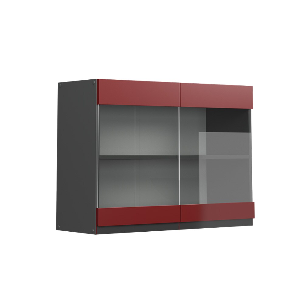 Vicco Glashängeschrank Küchenschrank Küchenmöbel R-Line J-Shape Anthrazit Rot 80 cm modern