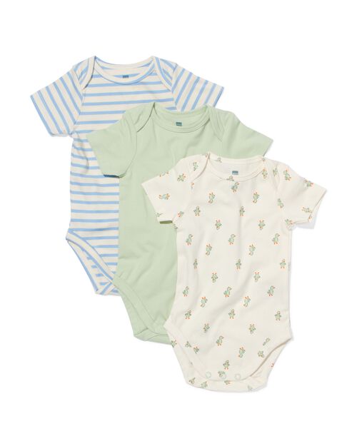 3 bodies en coton bio avec stretch blanc cassé