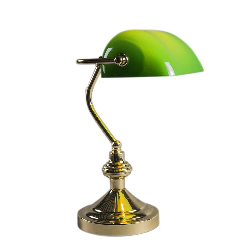 Klassieke tafellamp/notarislamp messing met groen glas - Banker