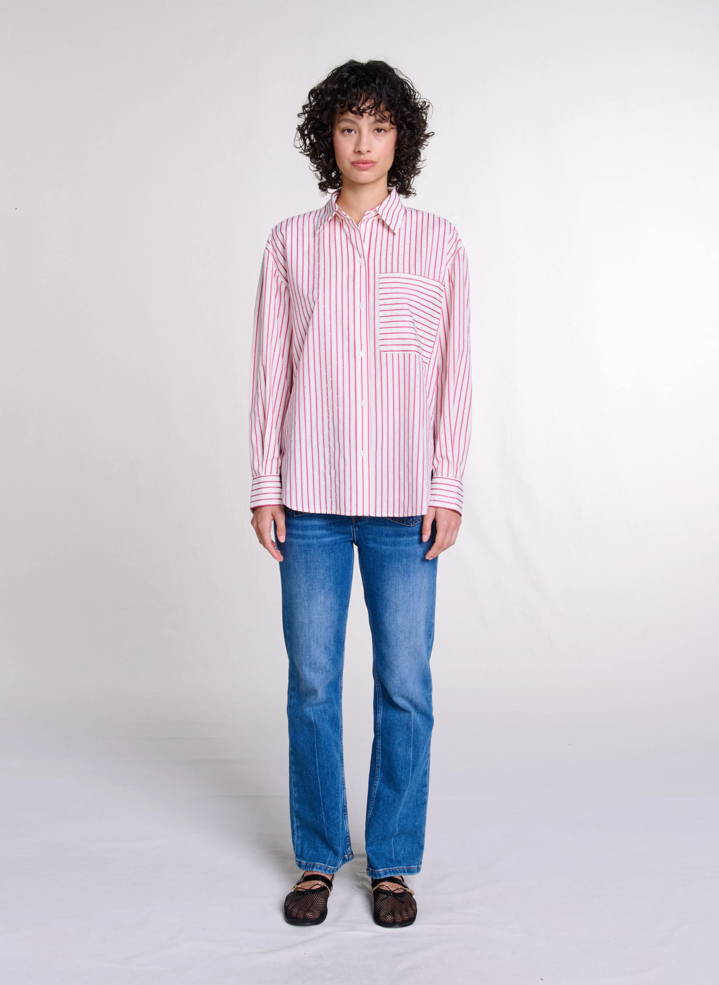 Chemise droit col classique à rayures | Rayé