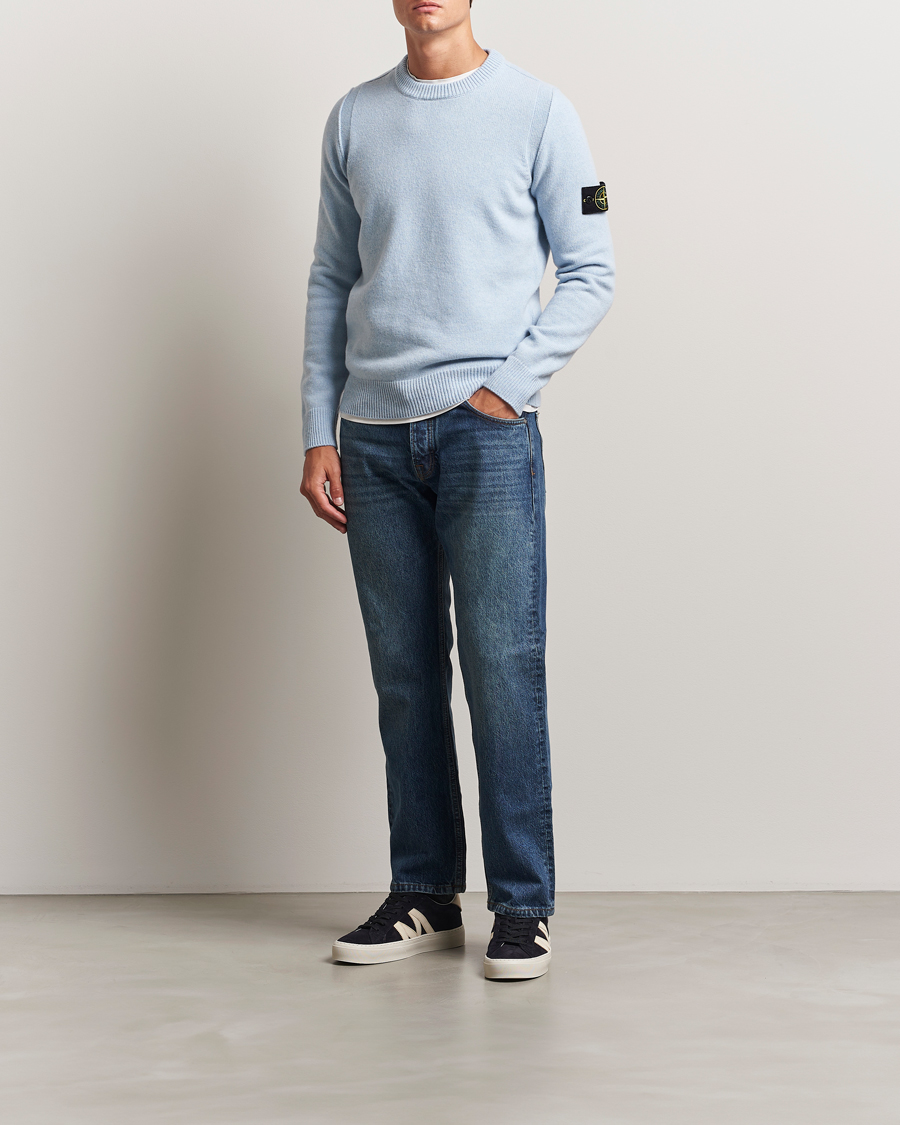 Stone Island Knitted Lambswool Crew Neck Sky Blue