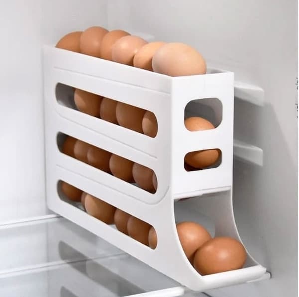 4 Levels Eggbeholder for kjøleskap, eggedispenser, eggholder, eggoppbevaring for 30 egg,