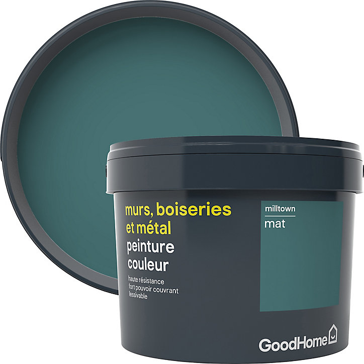 Peinture résistante murs, boiseries et métal GoodHome vert Milltown mat 2,5L