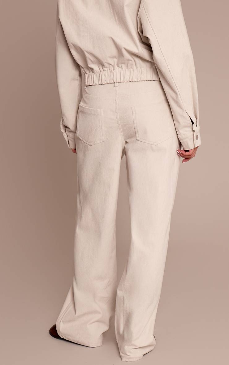 Ecru Pantalon Droit En Velours Côtelé