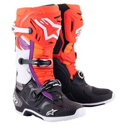 Bottes cross Alpinestars TECH 10 BLACK / RED FLUO / ORANGE FLUO / WHT 2023 - Noir / Rouge