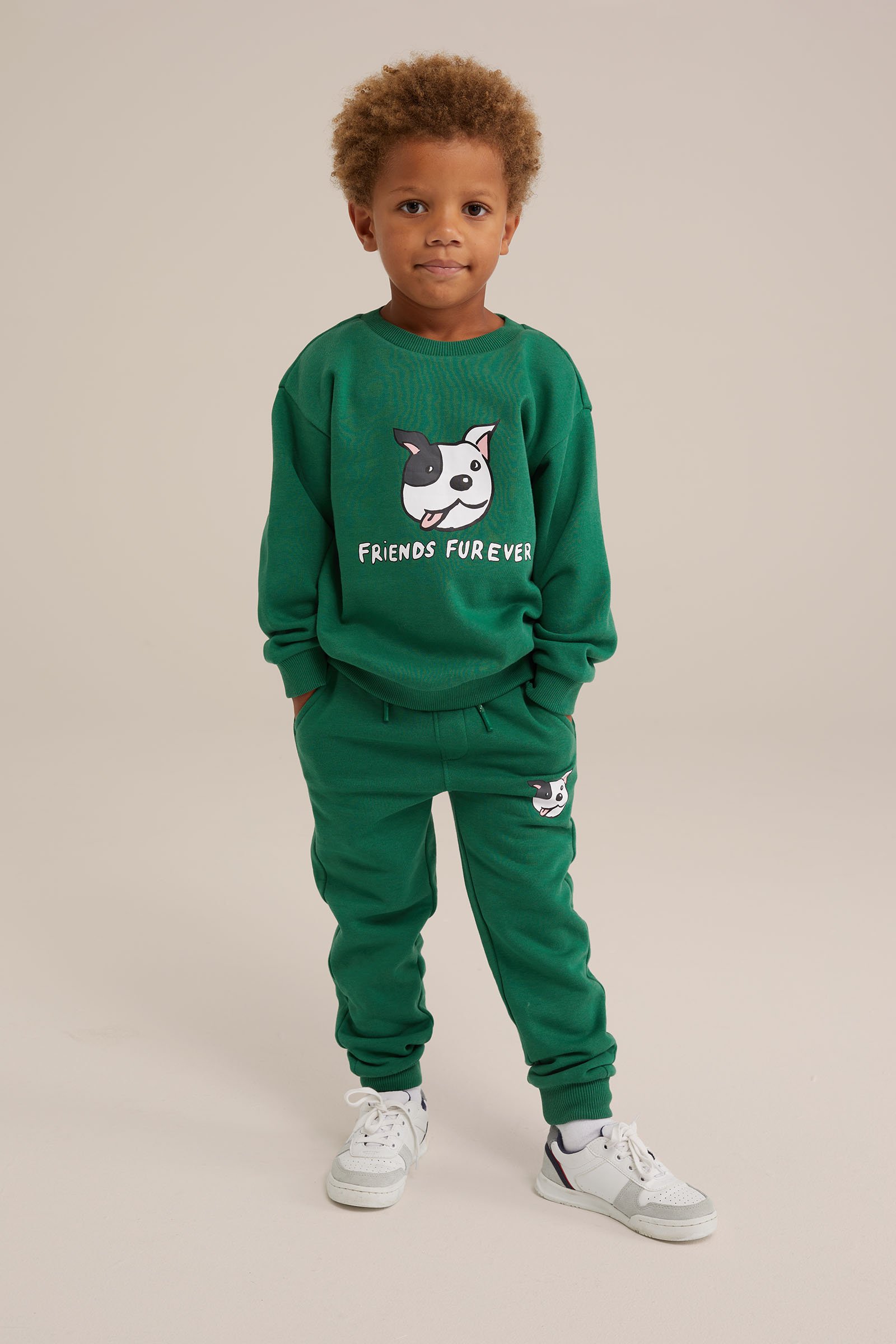 Jongens sweater met opdruk WE Fashion Groen