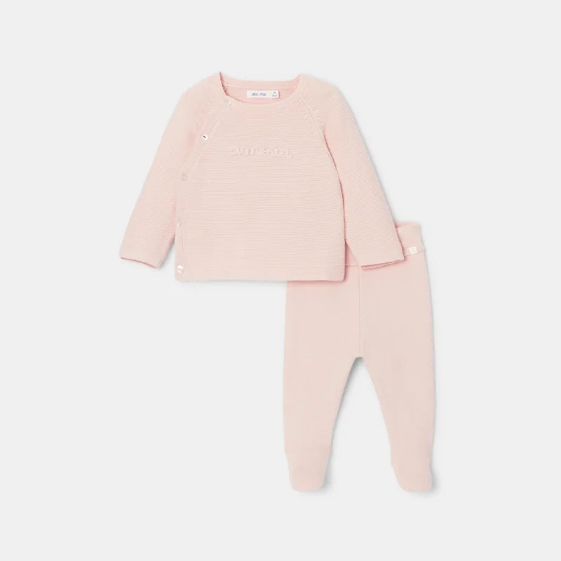 Ensemble 2 pièces en tricot rose naissance Absorba Rose