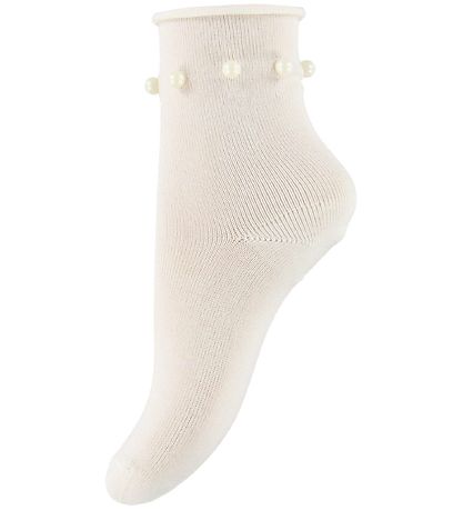 Condor Socken - Weiß m. Perlen