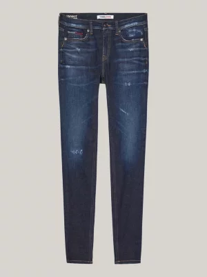 Calça jeans skinny Nora de cintura média com detalhes desgastados