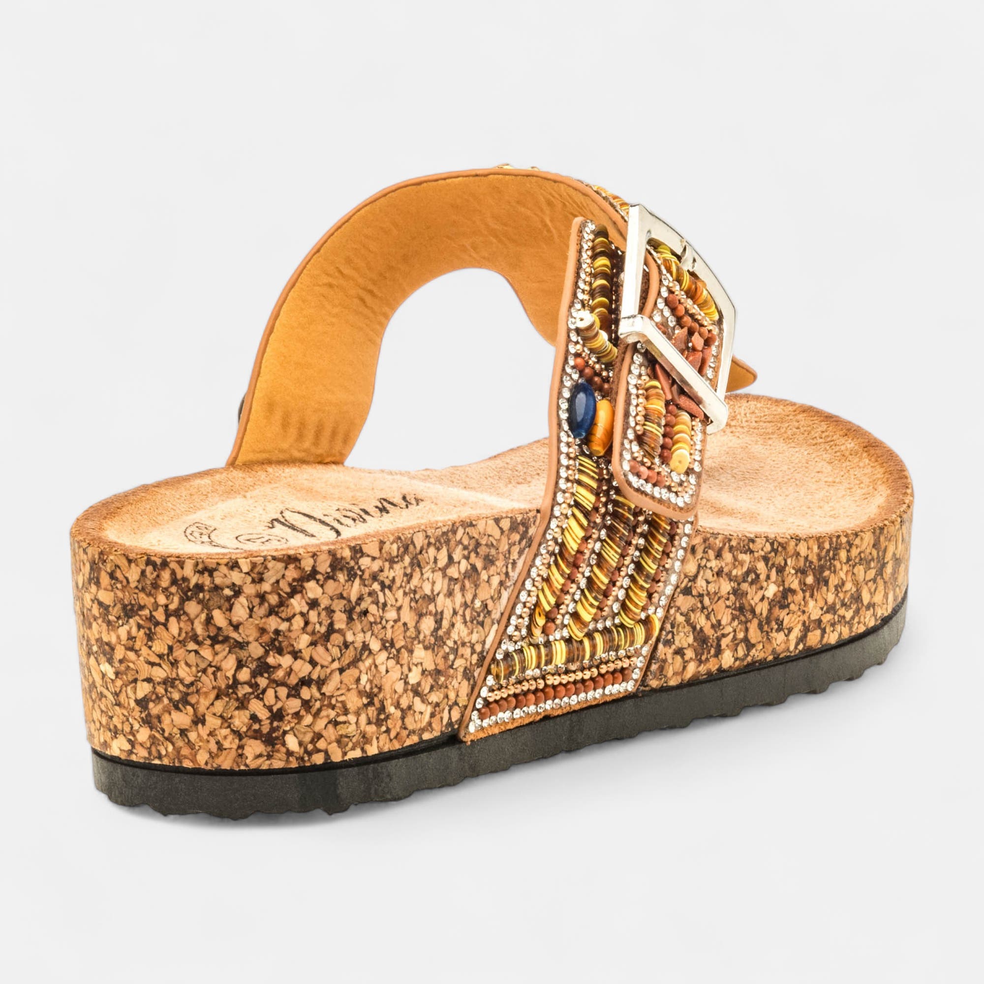 Mules semelle liège Femme camel