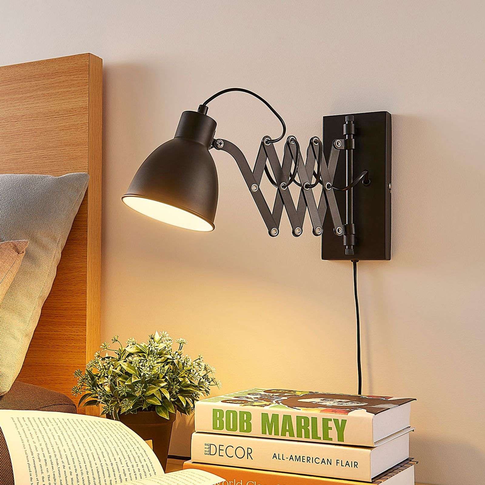 Industriële wandlamp zwart met verstelbare arm - Merle
