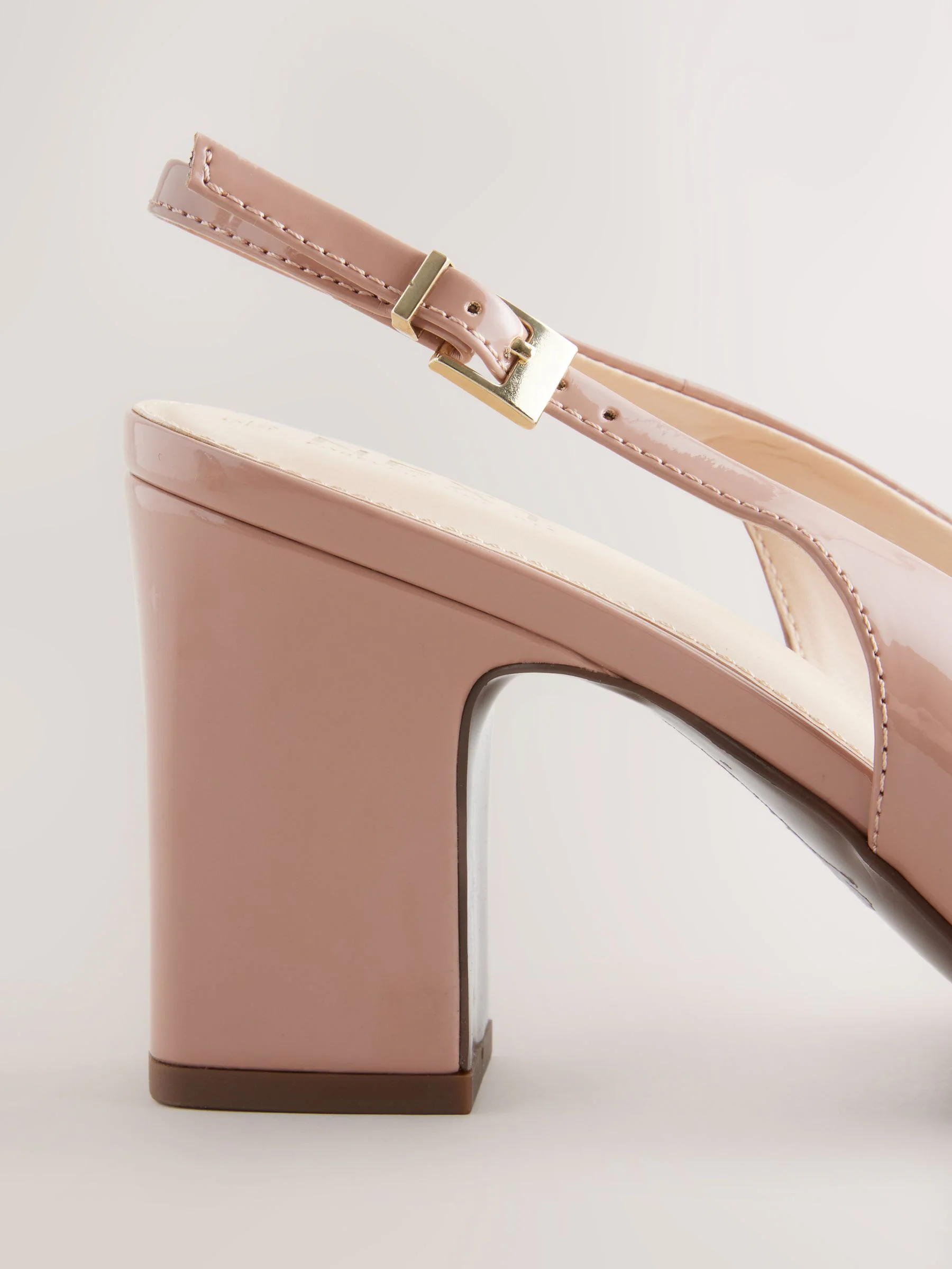 Nude-roze - Hardware Slingback Block Heels