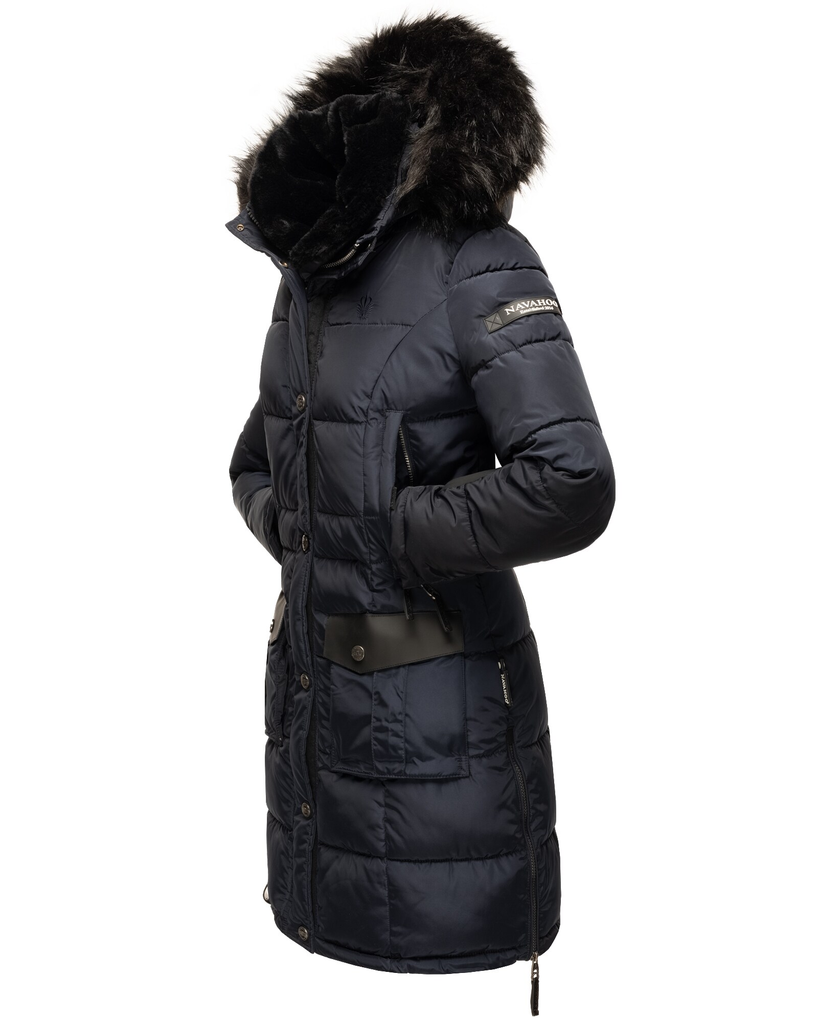NAVAHOO Damen Stylischer Steppmantel Winter Parka mit edlem Fellimitat Sinja