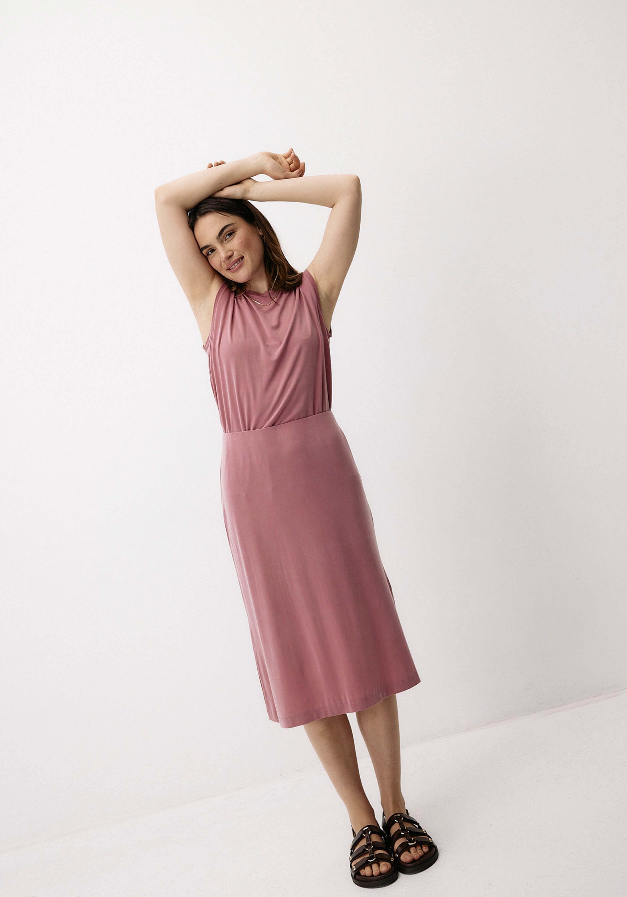 Moya Kala Rock Cupro Midi Skirt Blush Rose
