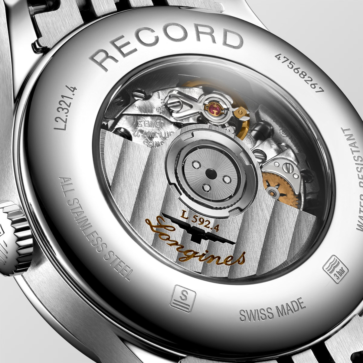 Montre longines record tradition horlogère automatique acier