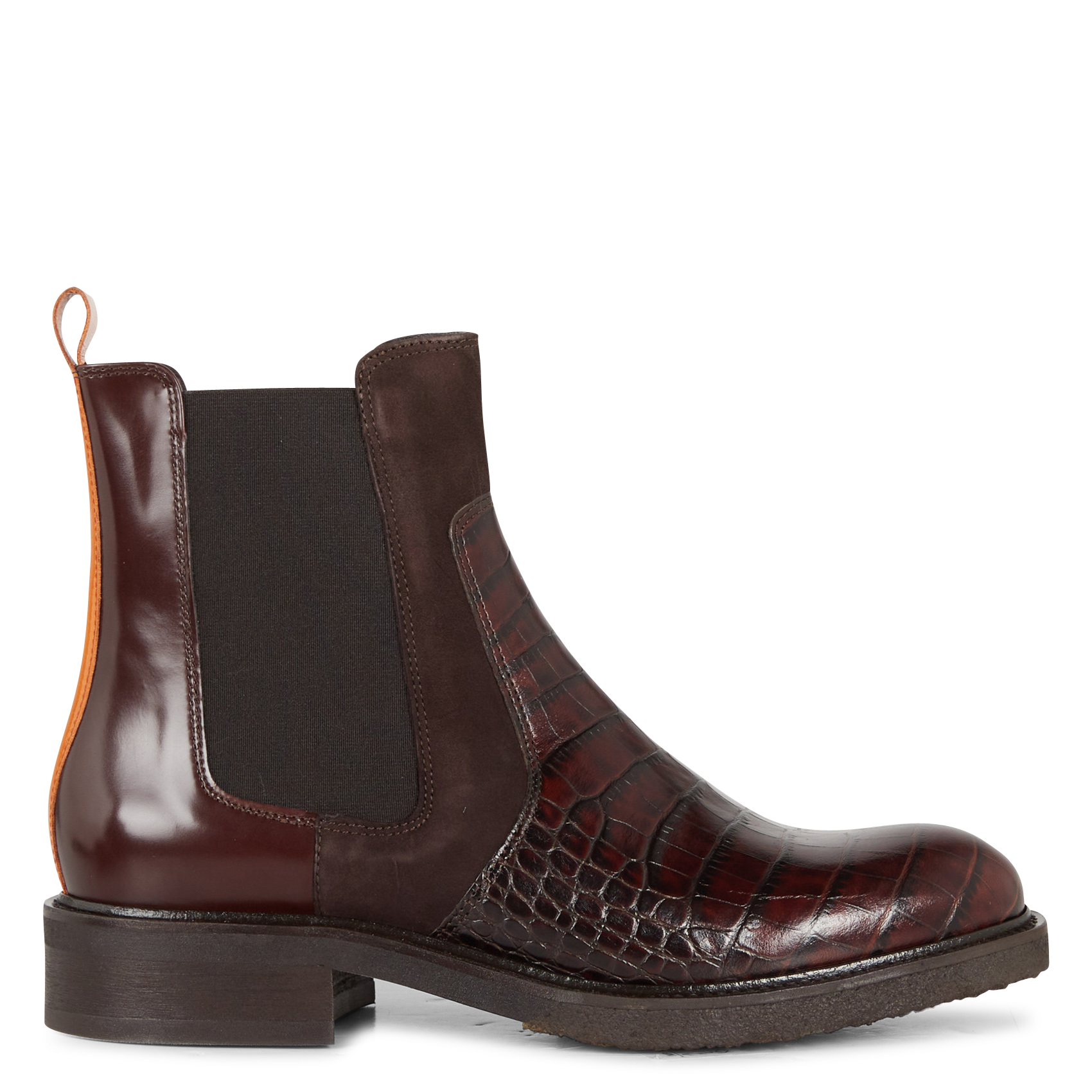 A1340 - Bottines plates en cuir | Marron