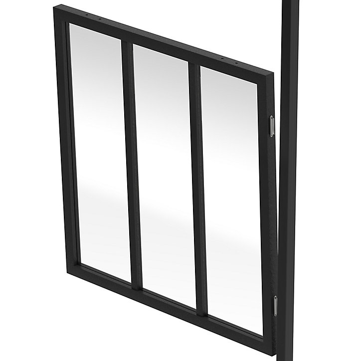 Fenêtre Alara style industriel noir 100 x h.100 cm