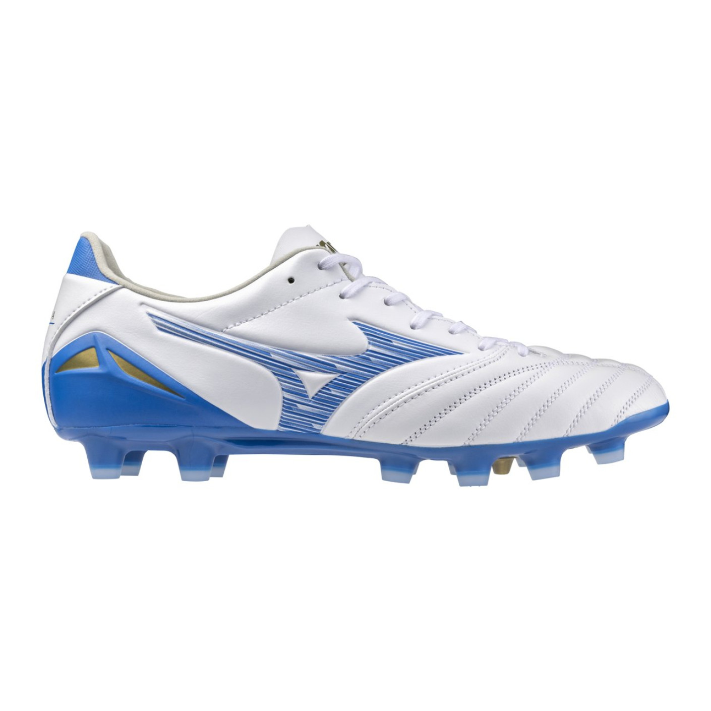 Mizuno Morelia Neo IV Pro Gras Voetbalschoenen (FG) Wit Blauw