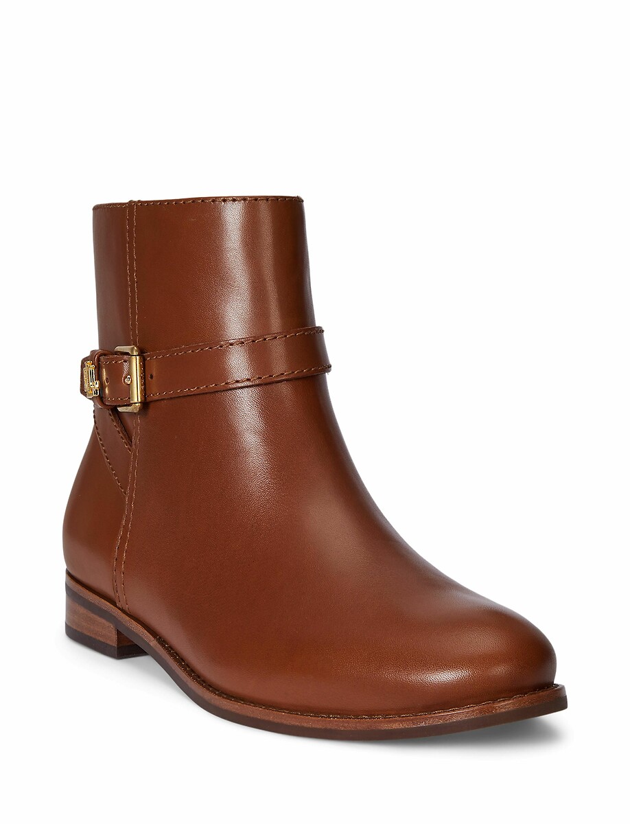 LAUREN RALPH LAUREN<br>Botas de tornozelo Brooke em couro liso