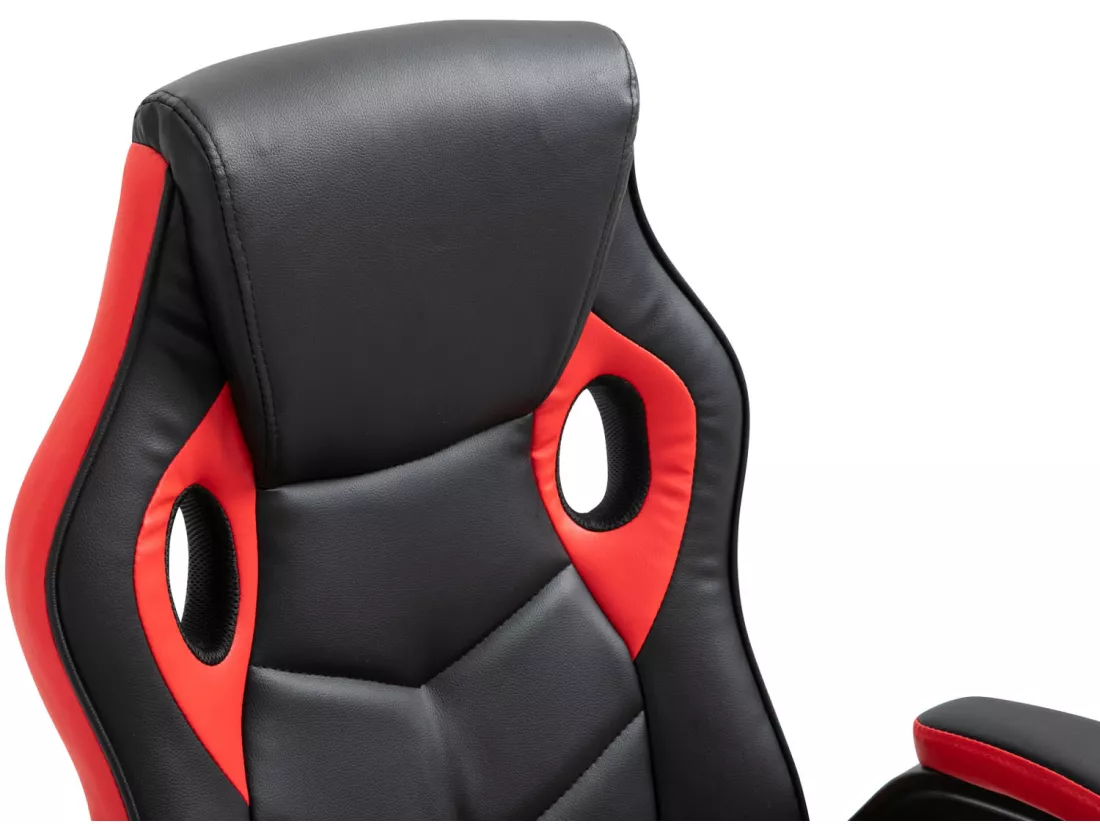Chaise de bureau - Similicuir & Plastique - Noir / Rouge - Omis