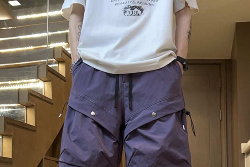 Giuliana - Effen cargoshorts met trekkoordtaille