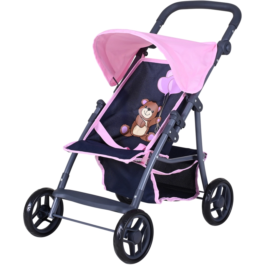 knorr toys® Puppenbuggy Liba - Navy pink bear blau