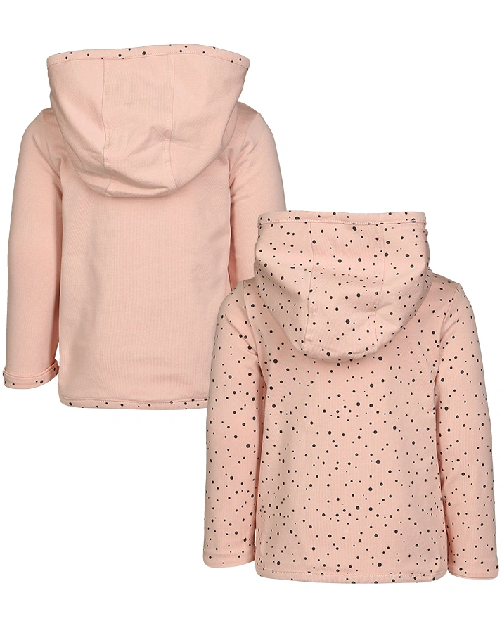 Kapuzen-Sweatjacke BONNY – DOTS zum Wenden in pfirsich rosa