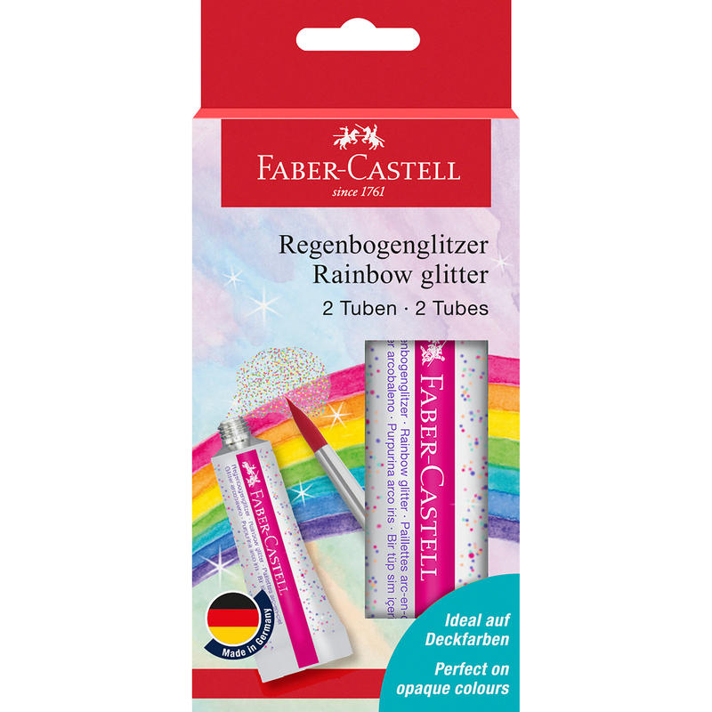 Faber-Castell Malfarbe Regenbogenglitzer, 12 ml, glitzer-silber, 2 Stück