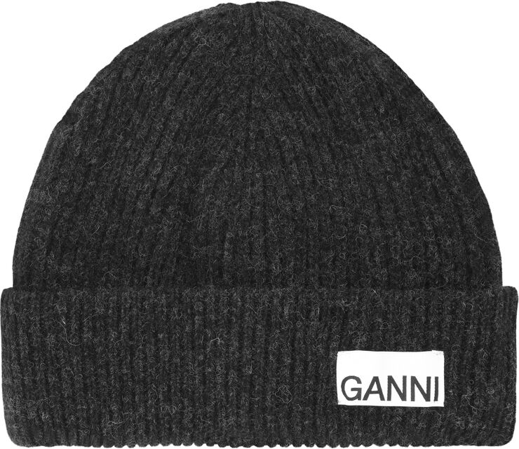 Ganni Light Structured Rib Knit Beanie Phantom