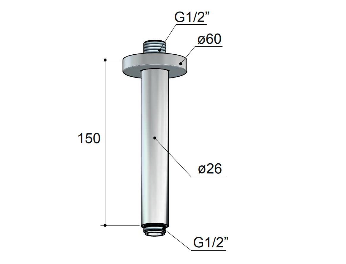 Hotbath Mate M452 plafondbuis rond 15cm geborsteld nikkel