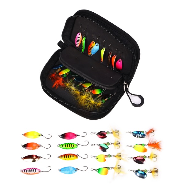 Pochette leurres métalliques Fish4All Spinner & Spoon Wallet Mix 1 (16 pièces)