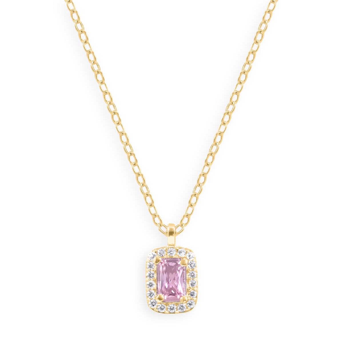 Collier plaqué avec oxyde de zirconium rose